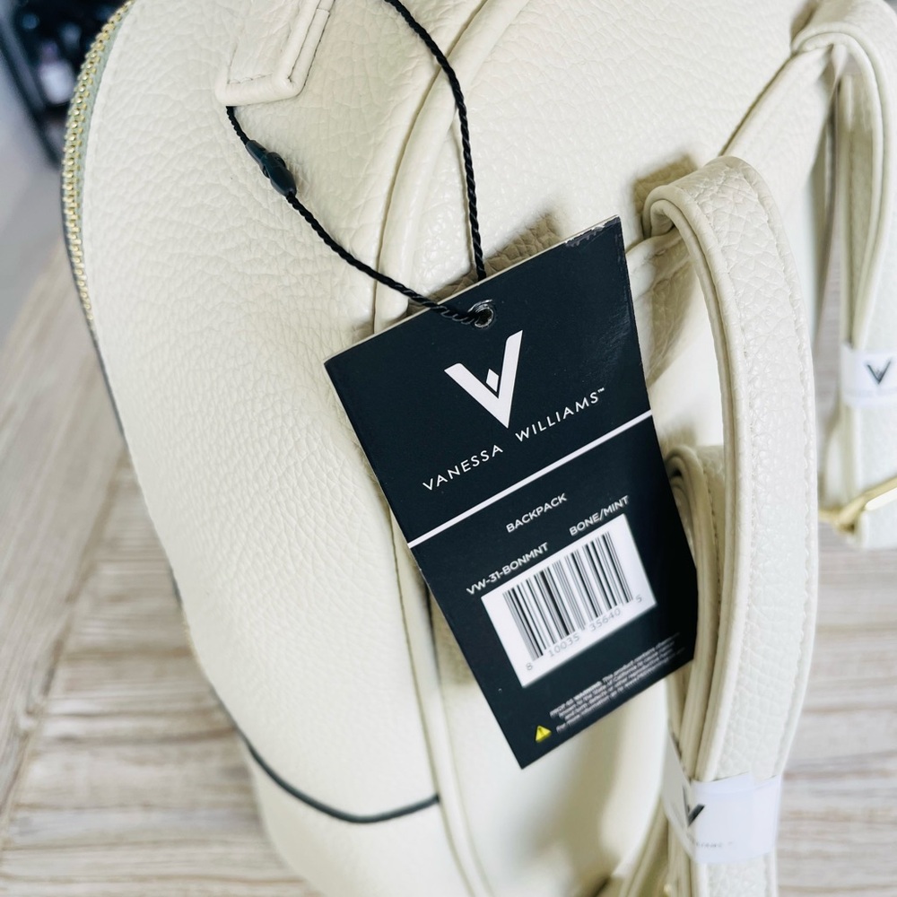 NWT Vanessa Williams Cream & Mint Backpack - Picture 3 of 14